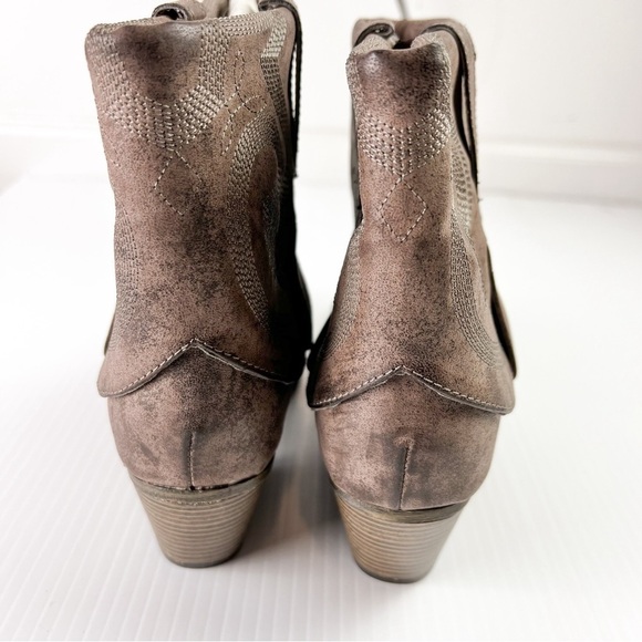 Mia Booties women's 8.5 western short Gambit western foldover ankle boots brown - Picture 9 of 12